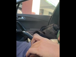 Dick Flash and Cum in a Car for a Girl that Caught me