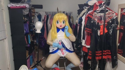 Kigurumi PVC Lillie Cosplay amordazado, juego de respiración y vibrador