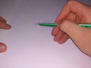 cute girl, big tits, drawing, pencil