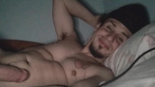 Laying down playing with my big dick