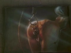 Kink girl roughly bound and butt plugged on dark warehouse for bdsm play