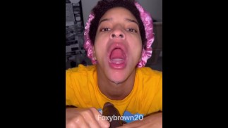 Foxy swallowing huge load of cum