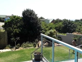 NAKED IN GARDEN AND POOL