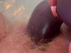 Hairy FTM orgasms 4 times using clit suction toy in the bath - Screenshot 10 of 16 - Big Clit