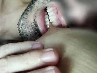 Sucking and Biting my Wife's Big Hard Lactating Nipples