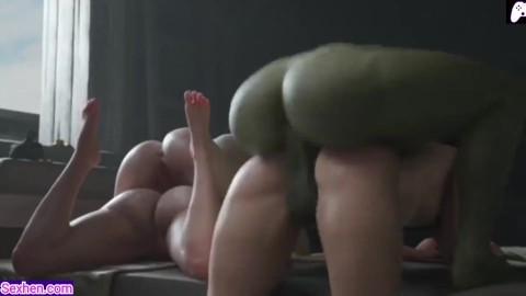 Ella Hulk fuatanari con largo pene verde se folla el ano de una chica | Animaciones Hentai 3D | P31