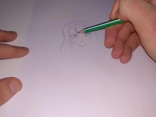 シンプルな鉛筆で描かれたゴージャスな日本の女の子