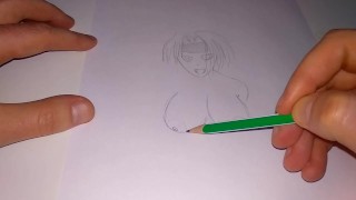 Drawing an Asian girl rider on a cock