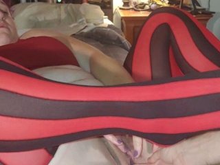 real couple homemade, stockings, pulsating creampie, big tits