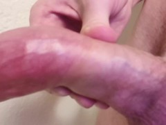 Showing Off My Delicious THICK WHITE COCK to YOU Before I Shower. SOLO MALE MASTURBATION