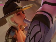 Preview 1 of Futa Widow fucks Ashe's mouth softly (Overwatch 2 3d animation loop with sound)