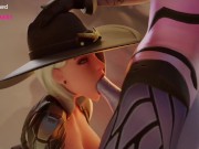 Preview 2 of Futa Widow fucks Ashe's mouth softly (Overwatch 2 3d animation loop with sound)