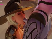 Preview 4 of Futa Widow fucks Ashe's mouth softly (Overwatch 2 3d animation loop with sound)