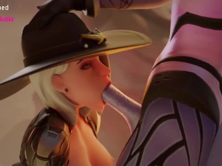 Futa Widow Baise Doucement La Bouche D’ashe (Boucle D’animation 3d Overwatch 2 Avec Son)