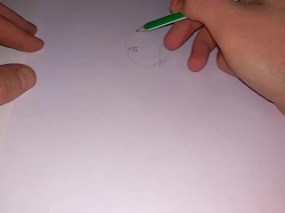 Drawing to the music of a cartoon cute girl