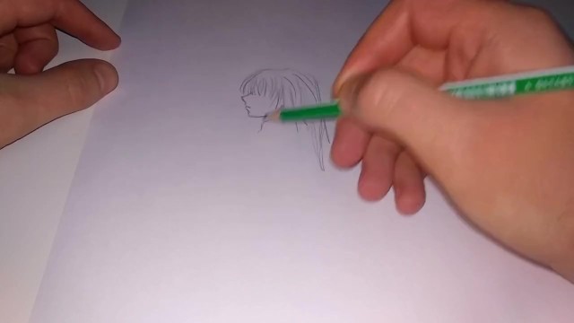 Рисование в профиль азиатской девушки с большими сиськами