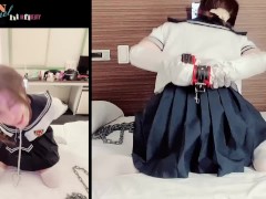 セーラー服 後編💛アナルでイキました💛おもちゃ挿入💛オナ、変態、女装 - Screenshot 8 of 16 - セーラー服