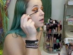 Getting Ready Naked Putting on Make Up