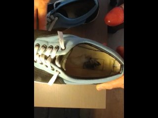 big dick, cum on shoes, solo male, vertical video