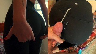 Worshiping step sister's perfect bubble butt after Yoga class & cumming on her Lululemon Yoga pants