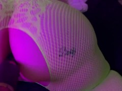 Bbw in fishnets getting fucked by machine