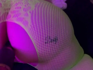 BBW in Fishnets getting Fucked by Machine