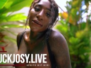 Preview 4 of Sloppy Blowjob and outdoor throatfuck for a fast drainage | Josy Black