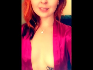 Hot Redhead Caresses Porcelain Tits