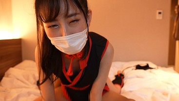 くのいちを着て手コキと素股をする日本人女子