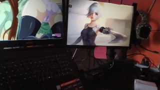 Ik masturbeer hentai kijken op 2 schermen