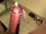 HITACHI MAGIC WAND VIBRATOR HUGE COCK CONDOM CUMSHOT