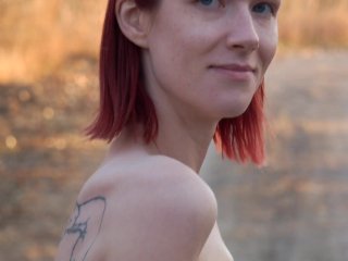 very small tits, small tits, tattoo girl, red head