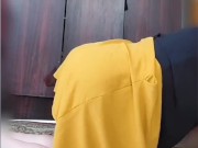 Preview 1 of Yellow Sexy Dress Blonde Ladyboy Big White Ass Bubble Butt Sissy Booty Crossdresser Model Cosplayer