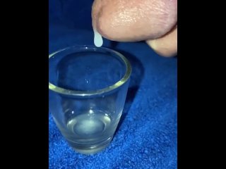 Close up collecting my dripping cumshot (slow motion)