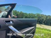 Preview 2 of Sex IN PUBLIC! DEEPTHROAT in convertible and RIDING big dick