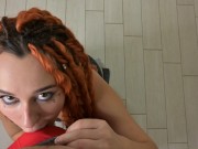 Preview 4 of POV, tiny stepsister suck you off, taking your dick in the throat. redhead deepthroats