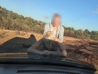 exclusive, blowjob cum in mouth, blonde, on the hood