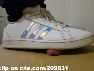 shoe trample, hard cock crush, hard trample, adidas sneakers