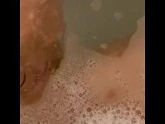 Sexy bathtime for wife while husband watches and films