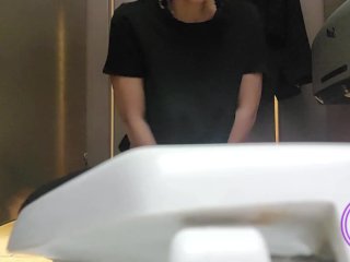 Public Piss, Pussy Play & Flashing_In Casino_Bathroom