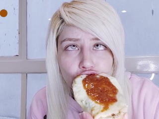 🌭 Hotdog + Mollete 🥖 • Food ASMR Video • Ahegao • 放送ギフト 🌹