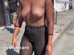 Walking in public wearing a mesh outfit