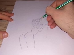 Cartoon girl shows her beautiful ass