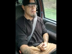 Rubbing one out while driving!!