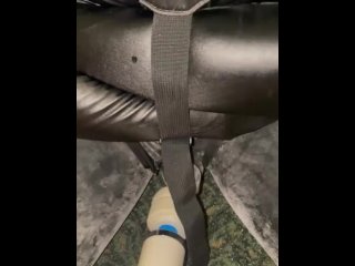 Latex pet being teased by mistress with wand