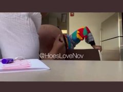 KC and her coworker making fan sign