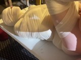 Trans twink mummified, cums repeatedly