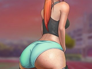 sport shorts, ass spanking, hot redhead, cartoon