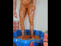 Nude bathing in baked beans funny and sexy milf thick blonde feet foot fetish food fetish