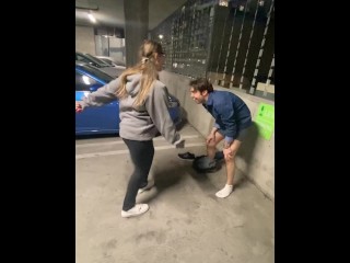 Public LA Garage BallBusting Kicking after Busy Hockey Game